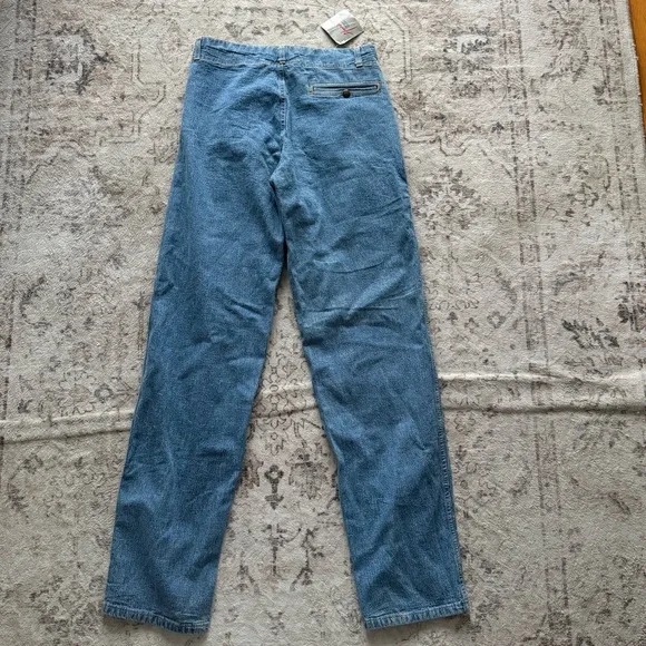 Deadstock 90s High Rise Light Wash Straight Leg Jeans | Vintage Minimalist Denim - Picture 6 of 8